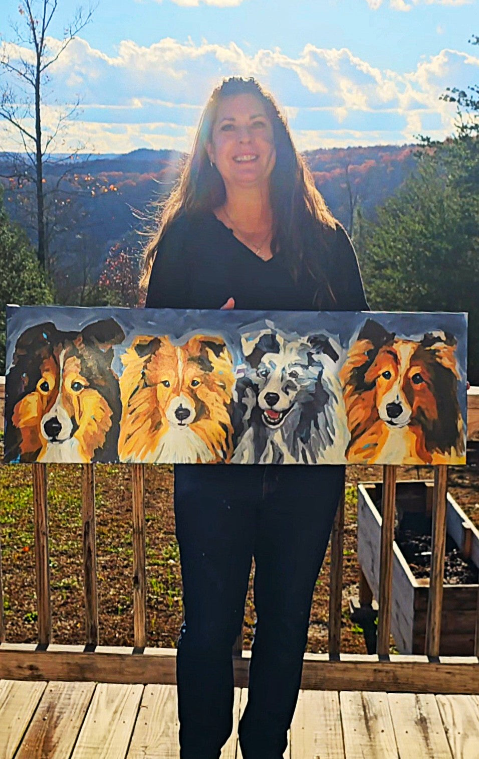 Multiple pets on 12"x36" canvas
